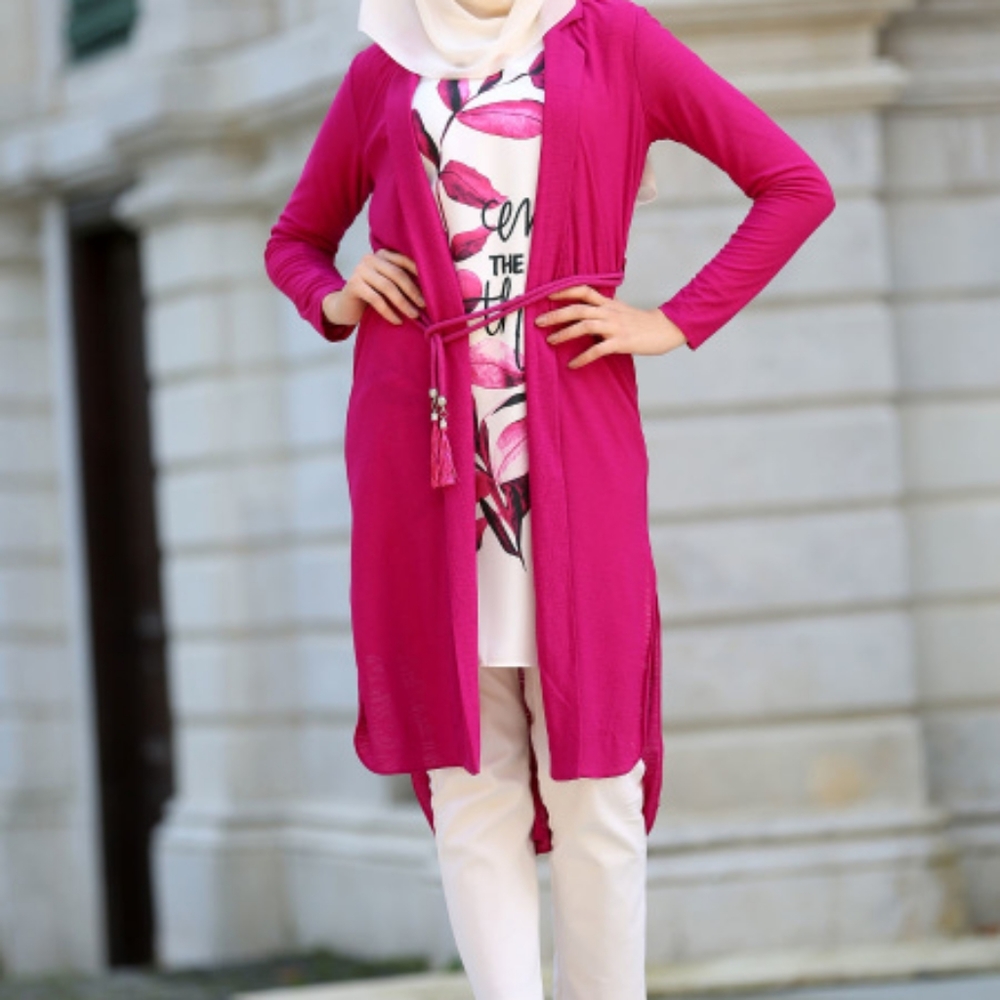 Fuchsia Long 2 piece Tunic, with Belt.